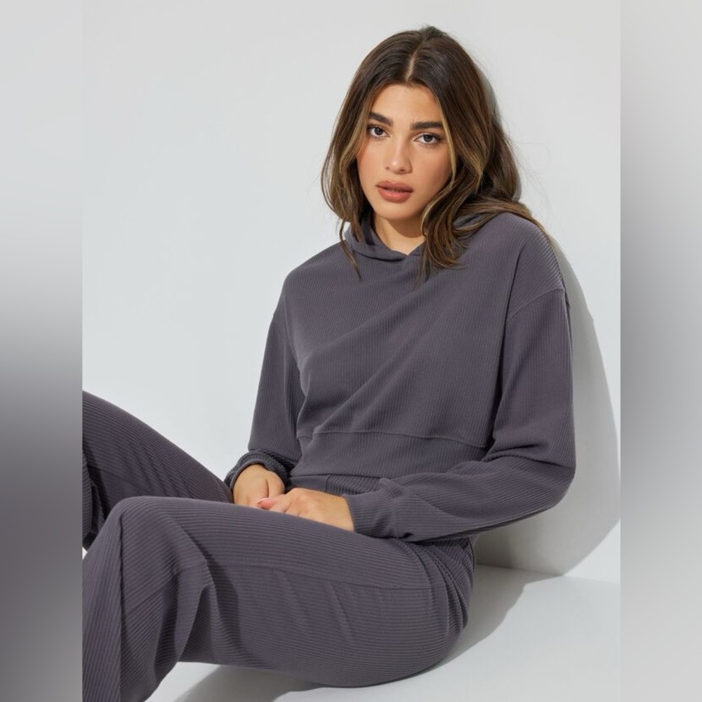 Sz US S Garage oversized Hoodie grey  Ribbed sleeves grey comes NWT - Picture 4 of 12